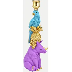 Kerzenhalter Nashorn/Papagei Mehrfarbig