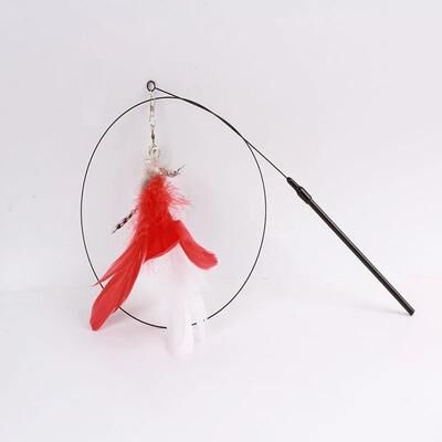 Uplift Picks Colorful Feather Bell Suction Cup Interactive Cat Wand Toy i