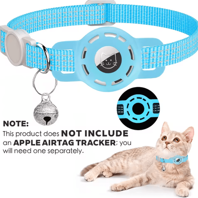 Inspire Curations TrackSafe AirTag Cat Collar With Reflective Breakaway Design & Bell blue(no Tracker) not Included Airtag