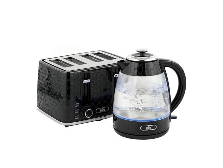 FELIXLEO Frühstücks-Set Wasserkocher Toaster Set 1,7L 2200W Schnellkochfunktion Schwarz (1-tlg)