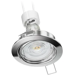 ledscom.de Decken-Einbaustrahler FERE Einbaurahmen chrom schwenkbar GU10 LED Lampe 504lm 44° weiß