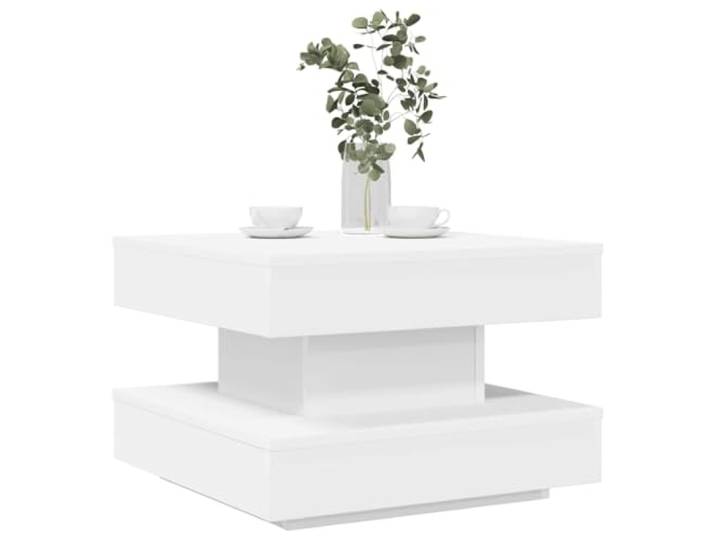 HEFZGDB Drehbarer Couchtisch Weiß 360 Grad Drehbar 50x50x34,5 cm mit Stauraum und Drehplatte, Moderner Wohnzimmertisch aus Holzwerkstoff, Langlebig und Pflegeleicht