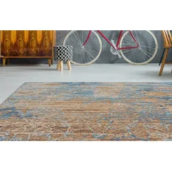 Teppich ARTE ESPINA "Blaze 600", blau (blau, beige), B:155cm H:8mm L:230cm, Polyester, Teppiche, Teppich, spannendes Design,stilvolle Farbgebung,pflegeleicht & widerstandsfähig
