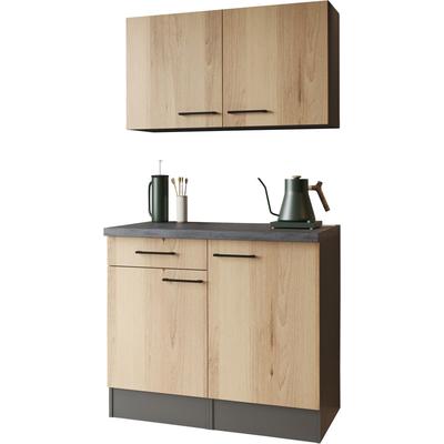 Buffet RESPEKTA "Oliver", braun (artisan eiche nachbildung), B:100cm H:200cm T:60cm, MDF, Schränke, Buffet, zerlegt, mit Soft Close Funktion, inkl. Oberschränke, Breite 100 cm