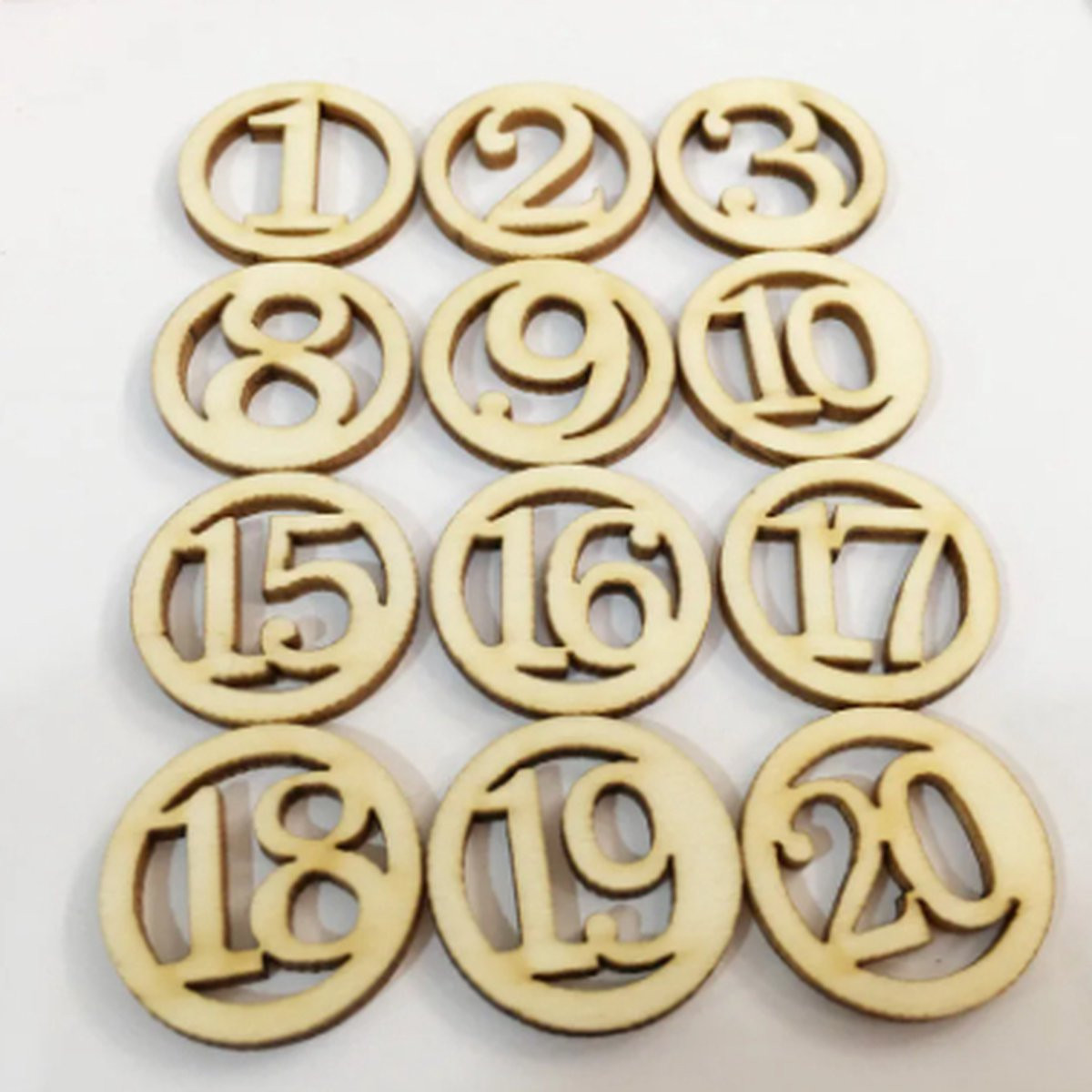 DH collection Houten Advent Kalender DIY Cijfers 1 t/m 20 - Wit - Knutselmateriaal