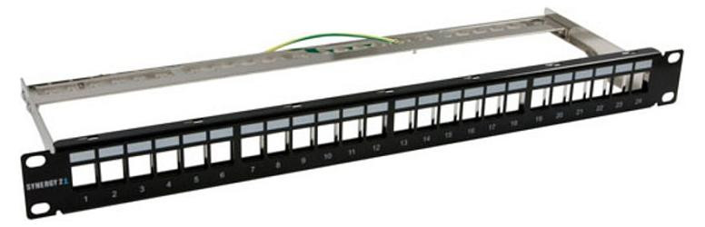 Synergy 21 Keystone modulehouder voor 24x TP-module, patchpaneel, 1HE, zwart, Breedte: 48,30 cm