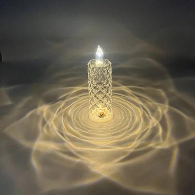 Inspired Living Crystal Rose Projection LED Ambient Lamp Battery Operated Flameless Candle For Romantic Home Decor rose