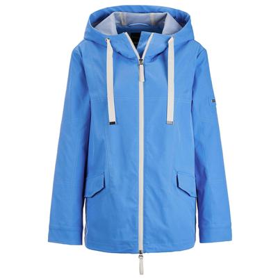 Kurzjacke GOLDNER "Sportive A-Linien-Jacke", Damen, Gr. 44, blau, Obermaterial: 100% Polyester PES., weit, Druckknopf, Jacken Kurzjacke, Mit Sportiver Nahtführung