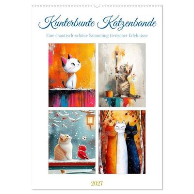 Kunterbunte Katzenbande (Wandkalender 2027 DIN A2 hoch), CALVENDO Monatskalender