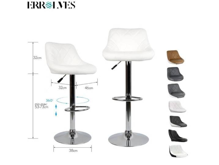 Tabouret de bar - ERROLVES - Lot de 2 - Réglable en hauteur - Blanc