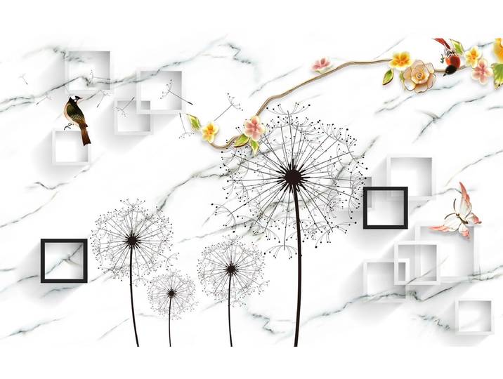 Fototapete PAPERMOON Muster mit Pusteblume , bunt, B:2,5m L:1,86m, Vlies, Tapeten, Fototapete