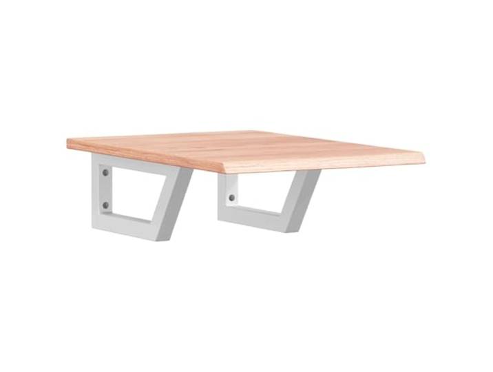 WEMYUFURN Waschtischplatte mit Halterung Stahl und Massivholz Eiche Schweberegal, Trapezform, Wandmontage, Stauraum für Cremes, Aufhängen von Handtüchern, schwarze Füllung