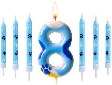 Uplift Treasures Blue Dog Paw Number Birthday Cake Candle 8