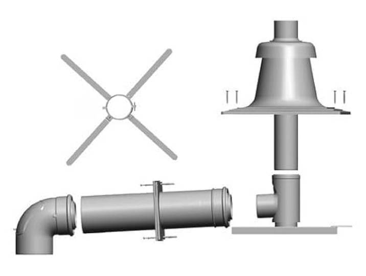 Wolf Kanalanschlusssatz DN80/125 weiß Edelstahl (9U)