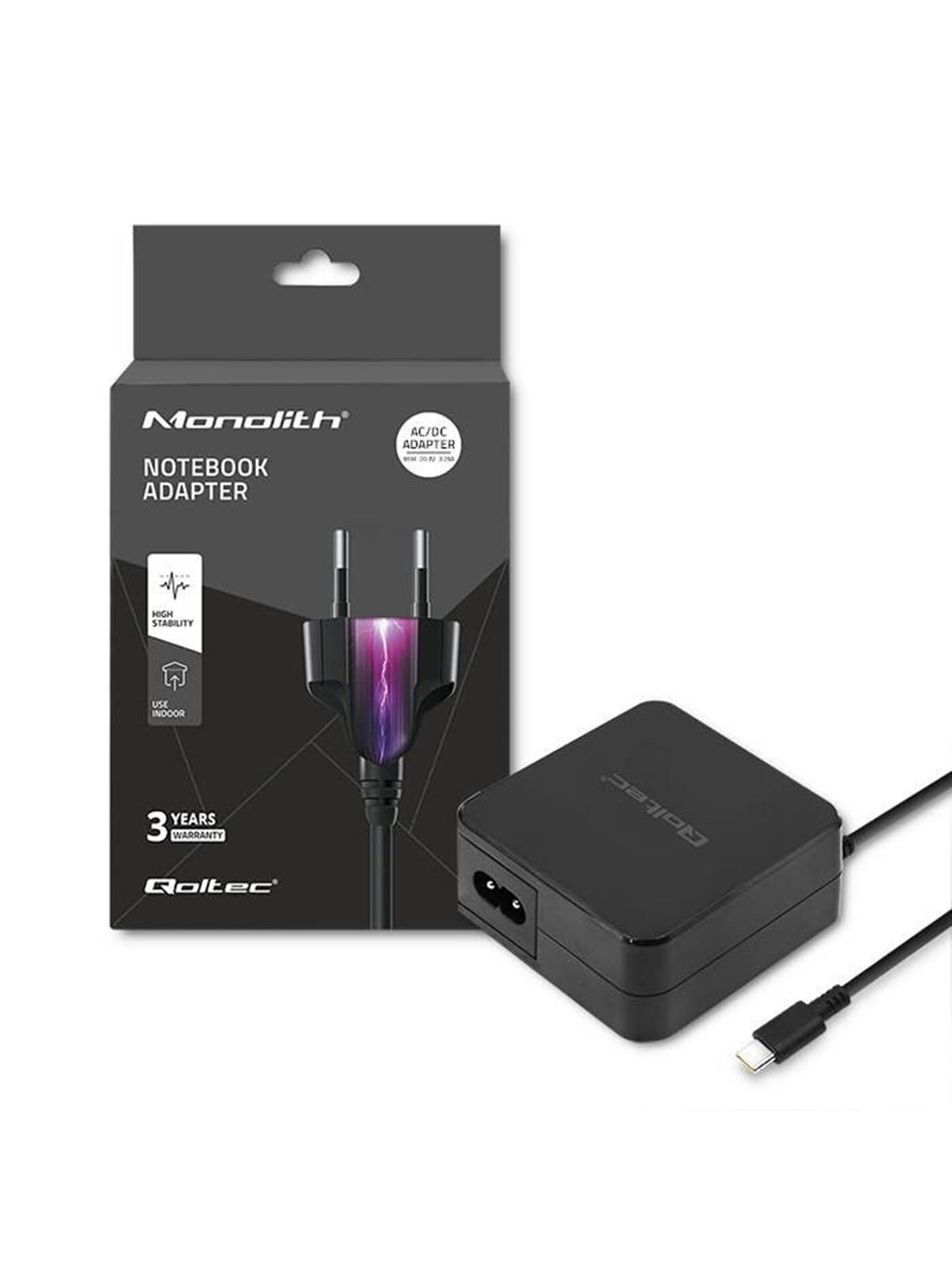 Qoltec USB-C Netzteil 51027 - 65 W - USB Power Delivery - Schwarz