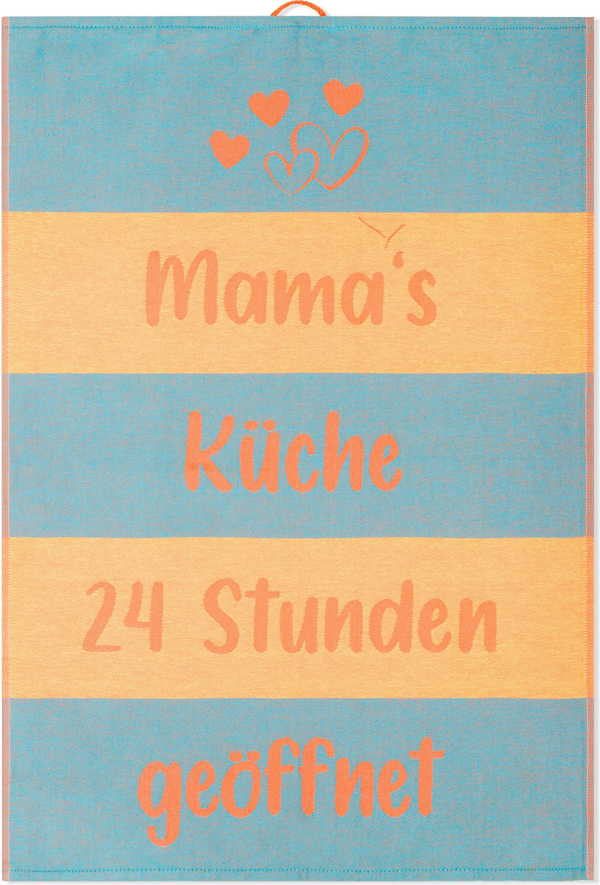 Geschirrtuch ROSS "Mama´s Küche 3er-Pack", bunt (türkis, beige, orange), B:18cm H:4cm L:27cm T:4cm, 100% Baumwolle, Geschirrtücher, Geschirrtuch türkis, beige, orange 3, 100 % Baumwolle