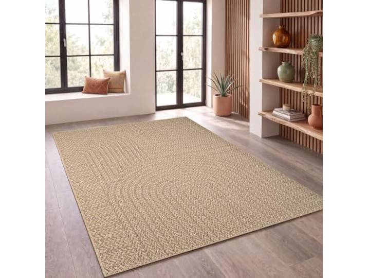 Paco Home Outdoor Teppich Wetterfest, moderner Jute-Look in natürlicher Sisal Optik, Robust, ideal für Terrasse Wohnzimmer & Küche, Beige 5, 240x340 cm