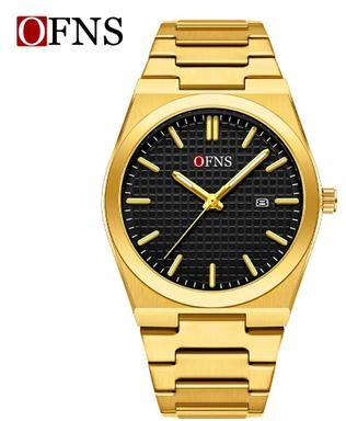 Uplift Essentials Business Quartz Watch Waterproof Luminous Single Calendar Fashion Timepiece gold Black