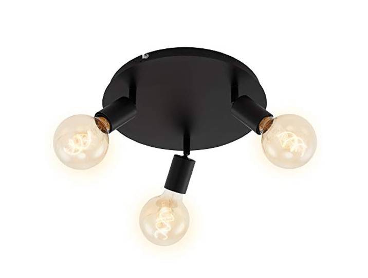 Briloner Leuchten 2868-035\, spot de plafond à 3\, rétro/vintage\, lampes tournantes et pivotantes\, 3x E27\, max. 60W\, métal\, noir\, Ø 30cm\, 60 W