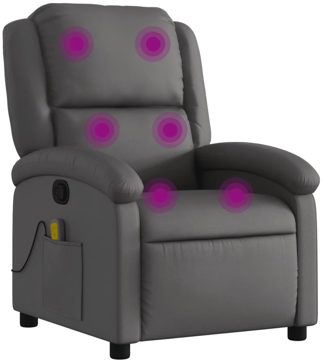 vidaXL Massagestoel van echt leer in grijs