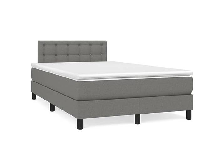 PUGYNBK Boxspringbett, Dunkelgrau, 120 x 200 cm Verstellbares Kopfteil, Taschenfederkernmatratze, mittlere Festigkeit, atmungsaktives Gewebe