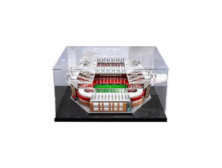 Acryl-Vitrine für Lego 10272 Fußballstadion-Modell, staubdichte, transparente Sammlungsvitrine (nur Displaybox) (schwarzer Sockel)