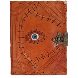 Light Brown Tan Book - Evil Eye Decor - 160 Deckle Edges Pages - 20x15cm