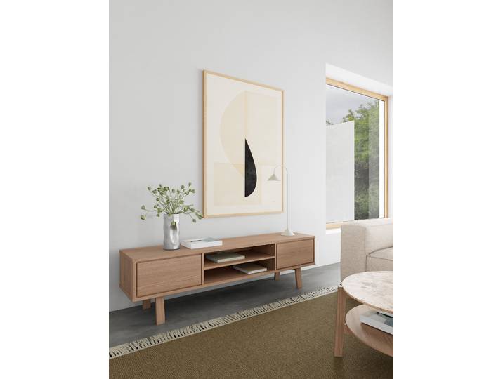 Furniertes TV-Lowboard MDF Mitteldichte Holzfaserplatte , furniert & geölt Holz/Beige 180cm