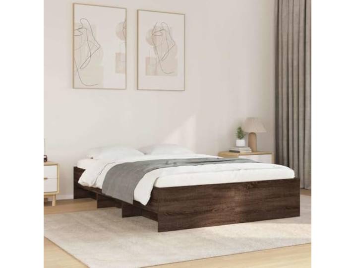 RJPLMFV Bettgestell, Holz, 120 x 200 cm, Eiche, Braun Lattenrost inklusive, Aufbewahrungsfächer, langlebig und stabil