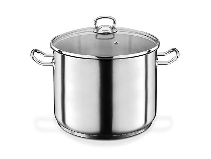 GSW Profi-Jumbotopf – hochwertiger Kochtopf mit Deckel, ideal für Familien und Gastronomie, großer XXL-Topf für Suppe, Nudeln und Eintopf – Edelstahl, 28 cm, 15 Liter, Silber