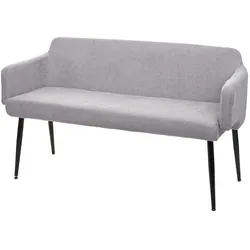 BERLINLODGE Sitzbank | HxBxT 77x133x56cm | Sitzhöhe 48cm | Esszimmerbank Bank Polsterbank Garderobenbank Rückenlehne Armlehne Stoff/Textil 133cm | Grau