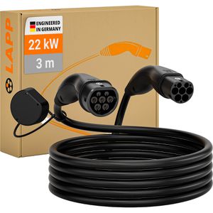 Lapp Elektroauto-Ladekabel Mode 3, IP55, 3 m, Typ 2 zu Typ 2, 3-phasig, 32 A, 22 kW