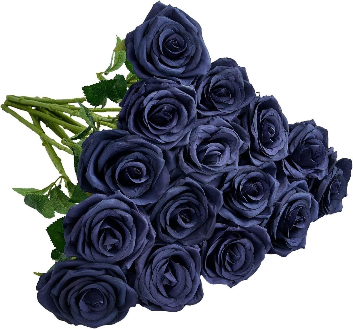 Set van 15 realistische zijden rozen voor huisdecoratie - Donkerblauw