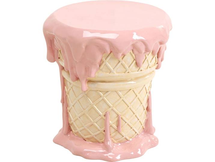 Tabouret glace à la fraise en polyrésine