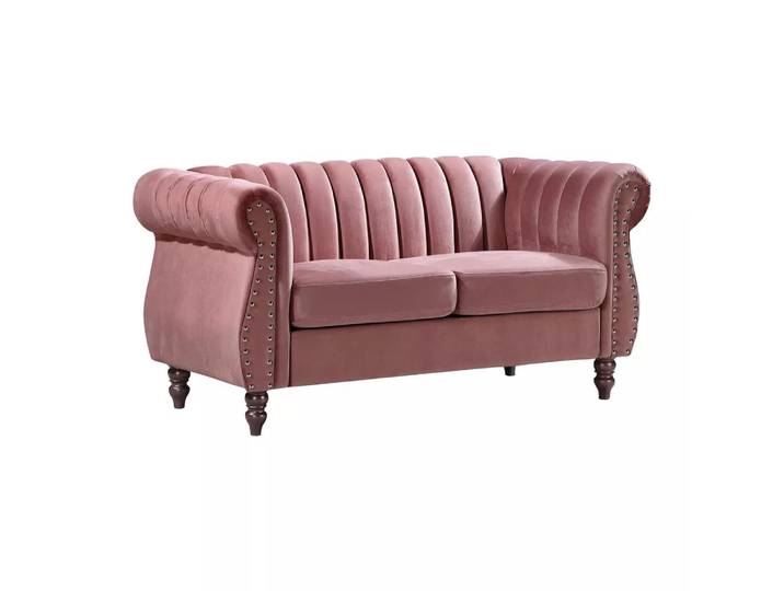 Vente-unique - Chesterfield-Sofa - 2-Sitzer - Samt - Altrosa - TRUMBO, One Size