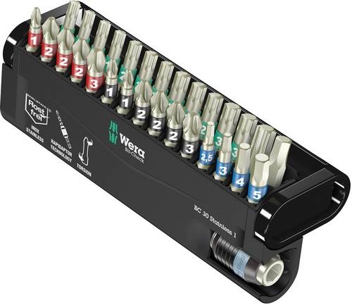 Wera BC Stainless/30 Bit-Check 05071109001 Bit-Set 30teilig Kreuzschlitz Phillips, Kreuzschlitz Pozidriv, Innen-TORX, Innen-Sechskant