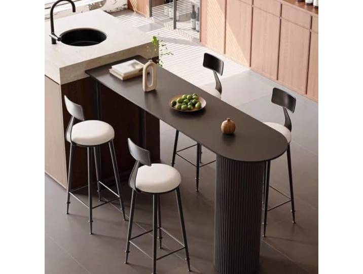 Moderner platzsparender Bar-Hochtisch rechteckig als Kücheninsel nutzbar Bartisch für Innen & Außen, auch Esstisch nutzbar, Stühle nicht enthalten. Geeignet kleine Wohnräume.(C,120CM/47.2in)