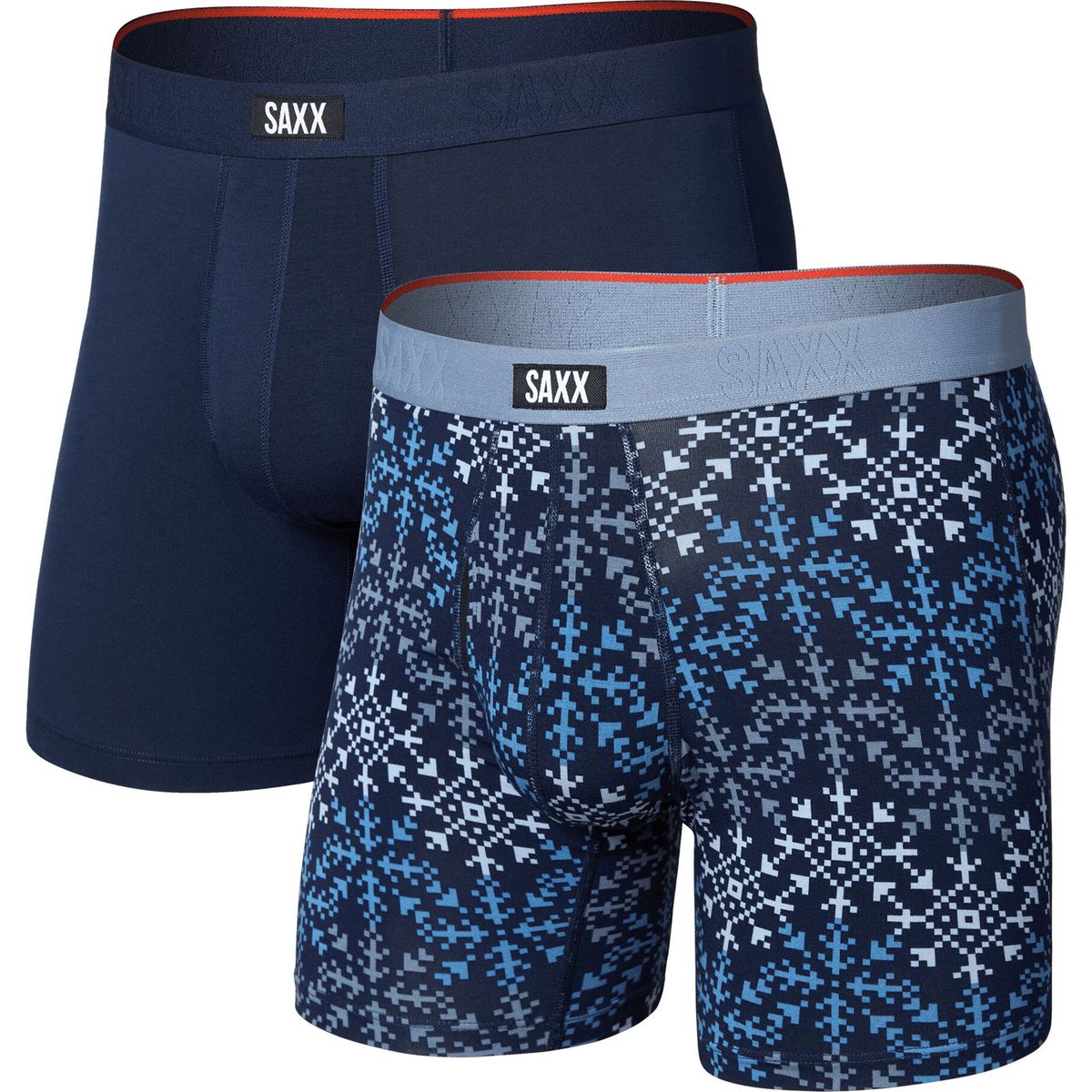 Saxx Vibe Xtra Soft Comfort Boxer Brief FLY 2PK snowflake chevron/maritime (SNW) S SXPP2VX-SNW-S