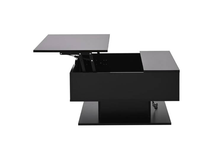 Table basse noire avec plateau relevable et led 80x75x40 cm