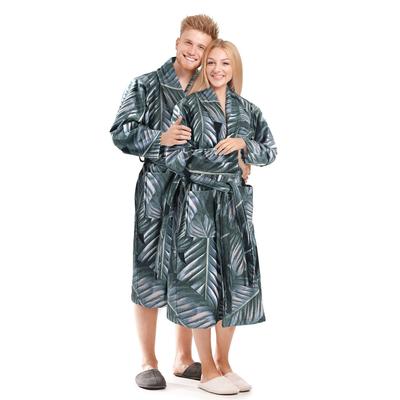 Bademantel KENDA SAND "Tropical 125" Gr. XL, grün (schwarz, grün), XL, Baumwolle, Hausmäntel, Bademantel, bequem, Wohlfühlqualität, mit Gürtel