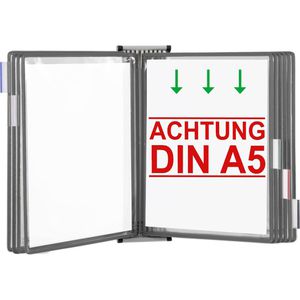 Tarifold Sichttafelsystem 415100, A5, Wandhalter, grau, inkl. 10 Sichttafeln