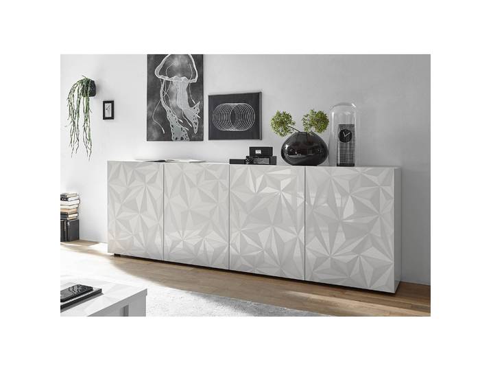 Buffet Prisma I 241cm Blanc/Blanc brillant