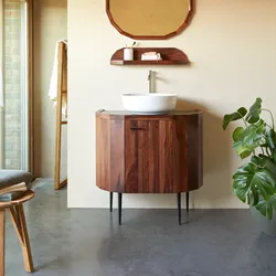 Waschtischunterschrank Jade aus massivem Palisanderholz und Marmor 80 cm