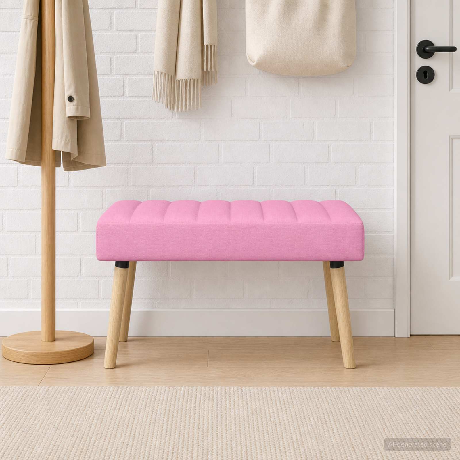 vidaXL Banc capitonné canal Rose 80 x 40 x 46 cm Tissu