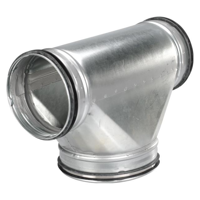 Lindab T-rør TCU 100125, omvendt med afgrening Ød3=125 mm. Passer i rør med nippelmål. (249890)