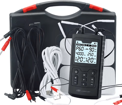 Uplift Curations 4 in 1 Electric Muscle Stimulator With TENS, EMS, Interferential And RUSS Modes black Jrw 600