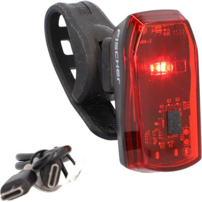 Fahrrad-Rücklicht FISCHER FAHRRAD "Akku-Rücklicht “Basic”", rot (schwarz), Fahrradlampen