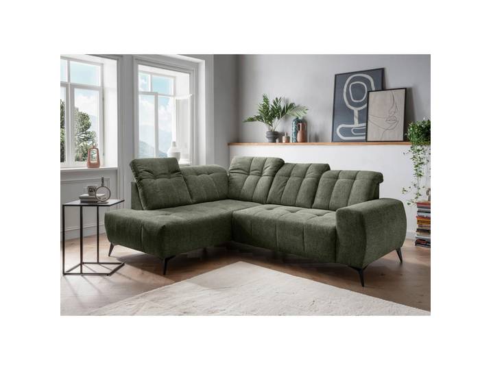 Livetastic Ecksofa, Grün, Metall, Uni, 4-Sitzer, L-Form, 261x200 cm, Typenauswahl, Stoffauswahl, seitenverkehrt erhältlich, Rücken echt, USB-Anschluss, elektrischer Sitzvorzug, USB-C-Anschluss, Wohnzimmer, Sofas & Couches, Wohnlandschaften, Ecksofas