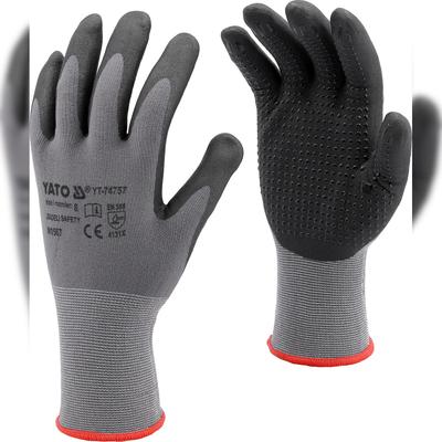 TRIZERATOP Gants de travail, nitrile, picots en nitrile, taille 9/L