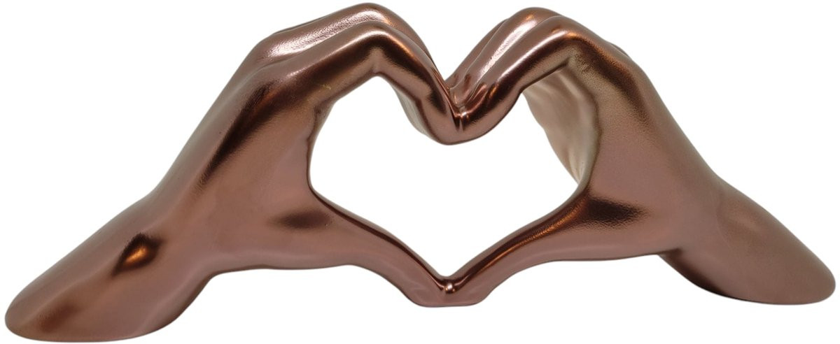 Gilde Handwerk Heart Sign Hands Beeld Sculptuur Koper Rood Keramiek